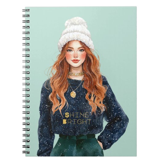 Mint Rotschopf Blaue Pullover Shine Bright Notizblock (Vorderseite)