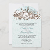 Mint Rustic Forest Birds Oak Tree Scroll Hochzeit Einladung (Rückseite)