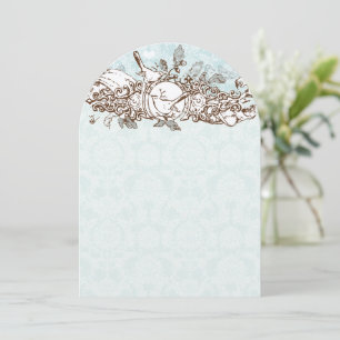 Mint Rustic Forest Birds Oak Tree Scroll Hochzeit Einladung