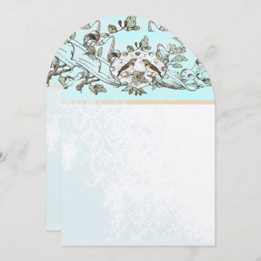 Mint Rustic Love Bird Hochzeit Einladung (Vorne/Hinten)