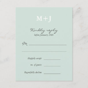 Mint Rustic Monogram Wreath Wedding RSVP Antwort