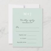 Mint Rustic Monogram Wreath Wedding RSVP Antwort (Vorderseite)