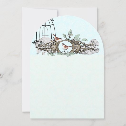 Mint Rustic Romantic Love Bird Birdcage Oak Tree Einladung (Vorderseite)