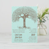 Mint Rustic Romantic Love Bird Wirbler Baum Einladung (Stehend Vorderseite)