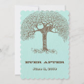 Mint Rustic Romantic Love Bird Wirbler Baum Einladung (Rückseite)