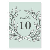 Mint Rustic Wreath Wedding Reception Tischnummer (Vorderseite)