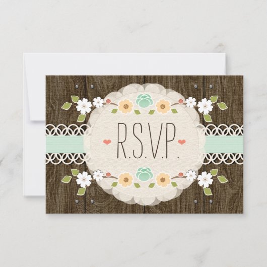 MINT RUSTISCHE BOHO WEDD RSVP CARD (Vorderseite)