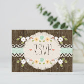 MINT RUSTISCHE BOHO WEDD RSVP CARD KARTE (Stehend Vorderseite)