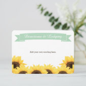 MINT RUSTISCHE SONNENBLUMENEINFÜGUNG BEGLEITKARTE (Stehend Vorderseite)