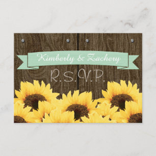 MINT RUSTISCHE SONNENBLUMENKARTE RSVP KARTE