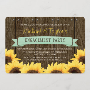 MINT RUSTISCHE SONNENFLOWER-ENGAGEMENT-PARTEI EINLADUNG