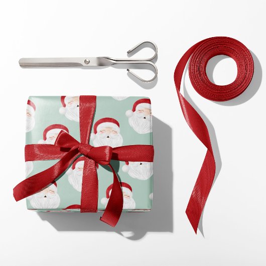 Mint Santa Claus Gesicht Weihnachtswrapping Papier Geschenkpapier