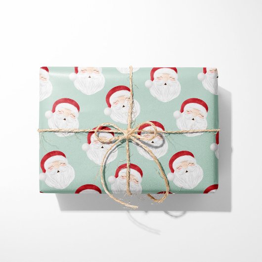 Mint Santa Claus Gesicht Weihnachtswrapping Papier Geschenkpapier