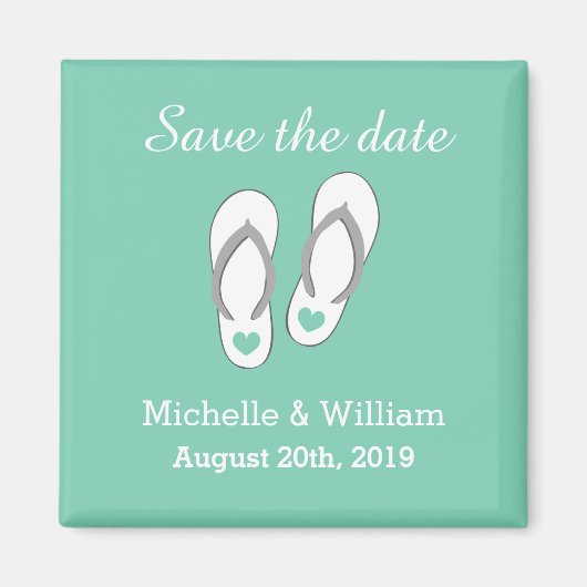 Mint Save the Date Strand Schuh Hochzeitmagnete Magnet (Vorne)