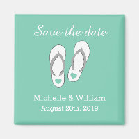 Mint Save the Date Strand Slipper Hochzeitsmagnete