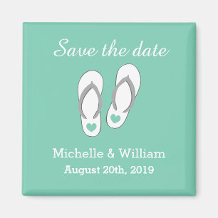 Mint Save the Date Strand Slipper Hochzeitsmagnete Magnet