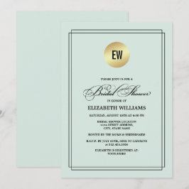 Mint | Schwarzes Elegantes Minimalistisches Brautp Einladung