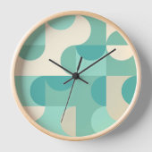 Mint Seafoam Aquamarin blaues grünes Retro Art Mus Uhr (Vorderseite)
