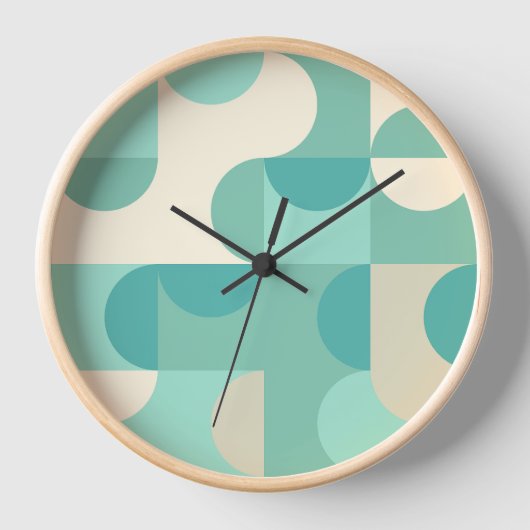 Mint Seafoam Aquamarin blaues grünes Retro Art Mus Uhr (Vorderseite)