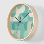 Mint Seafoam Aquamarin blaues grünes Retro Art Mus Uhr (Winkel)