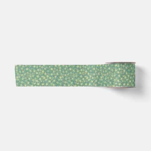 Mint-Seegras-Sternenmuster Satinband (Vorderseite)