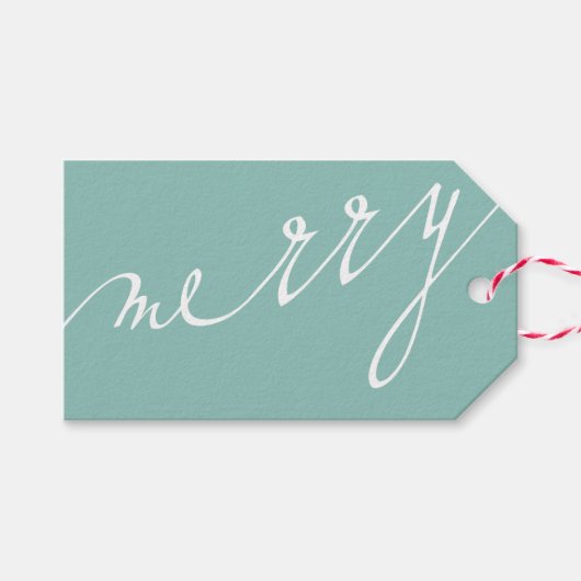 Mint sehr Merry Custom Foto Weihnachten Geschenkanhänger (Vorderseite (Horizontal))