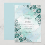 Mint Serene Winter Wedding Einladung (Vorne/Hinten)