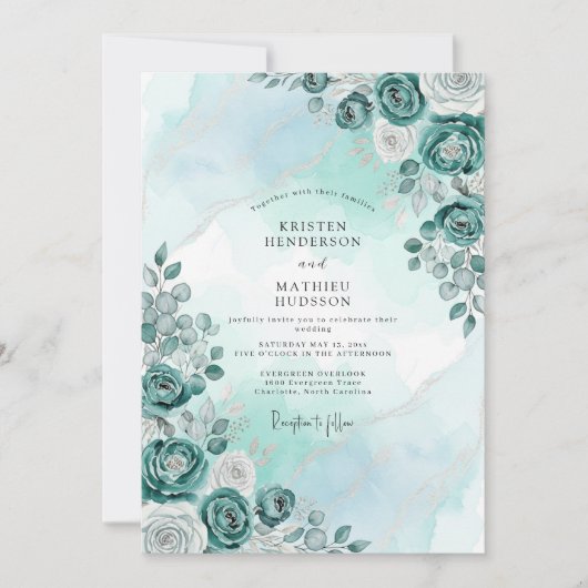 Mint Serene Winterhochzeit Einladung (Vorderseite)