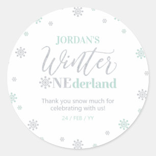 Mint Silber Winter onederland Danke vielmals Runder Aufkleber