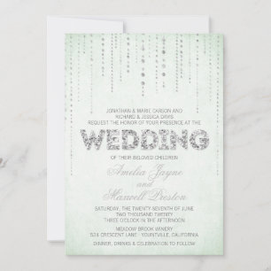 Mint & Silver Glitzer schauen Hochzeitseinladung a Einladung