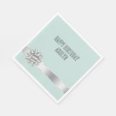Mint Silver Ribbon Bow Geburtstag Serviette (Ecke)