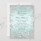Mint Silver Tiara Snowflake Sparkle Quinceanera Einladung (Rückseite)