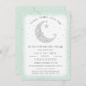 Mint Silver Twinkle Little Star Baby Dusche Einladung (Vorne/Hinten)