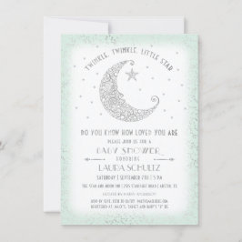 Mint Silver Twinkle Little Star Baby Dusche Einladung
