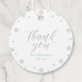 Mint & Silver Winter Wonderland Baby Dusche Geschenkanhänger (Rückseite)