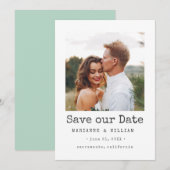 Mint Simple SQUARE Foto Hochzeit speichern Sie das Save The Date (Vorne/Hinten)