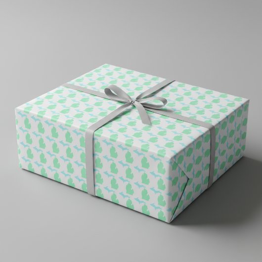 Mint & Sky Blue Michigan Staat Wrapping Paper Geschenkpapier