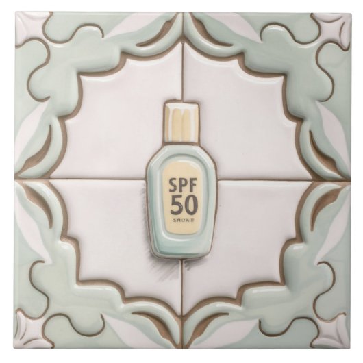 Mint Sonnenschutzcreme Flasche Sonnenbad Fliese (Vorderseite)