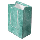 Mint Sparkle Glitz Mittlere Geschenktüte (Vorderseite Schrägansicht)