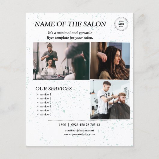 Mint Speckle Minimal Salon Flyer (Vorne)