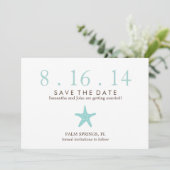 Mint Starfish Hochzeit speichern das Datum Einladung (Stehend Vorderseite)