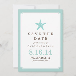 Mint Starfish Hochzeit speichern das Datum Save The Date