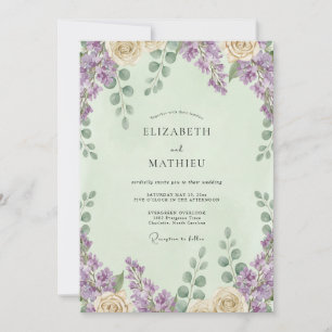 Mint Staubige Flieder Wisteria Hochzeit Einladung