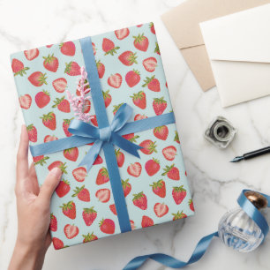 Mint Strawberry Wrapping Paper / Gift Wrap Geschenkpapier