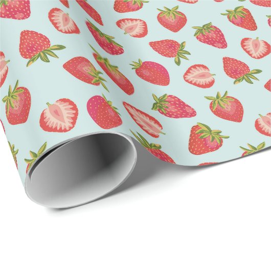 Mint Strawberry Wrapping Paper / Gift Wrap Geschenkpapier (Rolleneckpunkt)