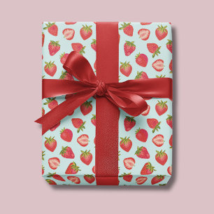 Mint Strawberry Wrapping Paper / Gift Wrap Geschenkpapier