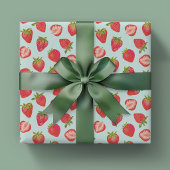 Mint Strawberry Wrapping Paper / Gift Wrap Geschenkpapier