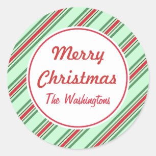 Mint Strip Weihnachtskleber Runder Aufkleber