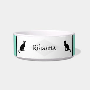 Mint Stripe Design Keramik Pet Bowl - HAMbWG Napf