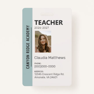 Mint Stripe Homeschool Educator ID Badge Ausweis